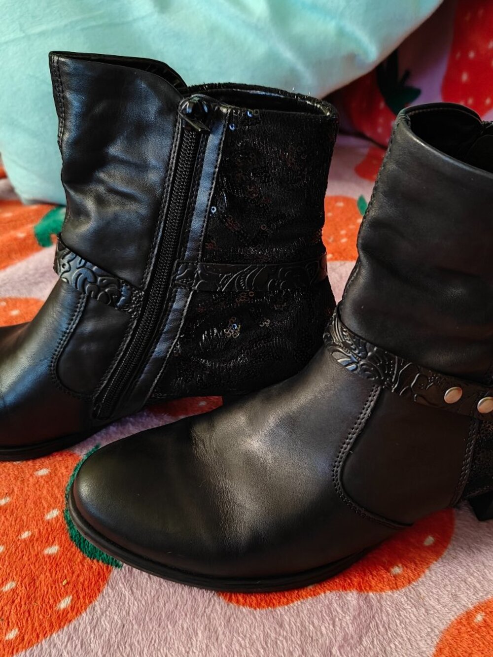 Remonte cowgirl western black boots, booties size 10.5 - Picture 3 of 3